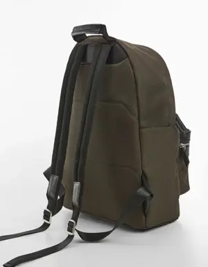 Backpack with leather-effect details