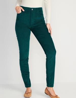 Old Navy High-Waisted Rockstar Super-Skinny Corduroy Pants for Women green