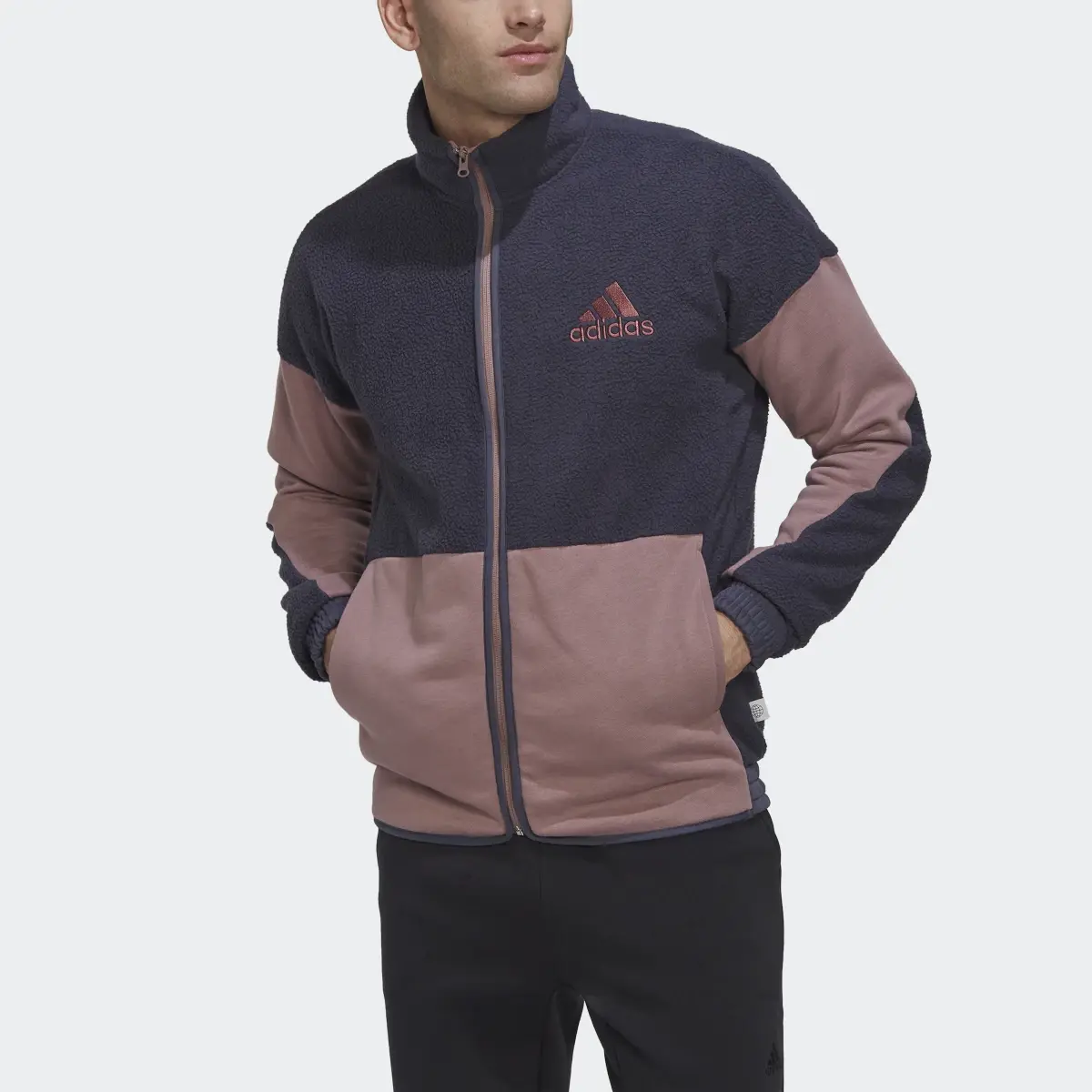 Adidas Colorblock Sherpa Fleece Track Top. 1