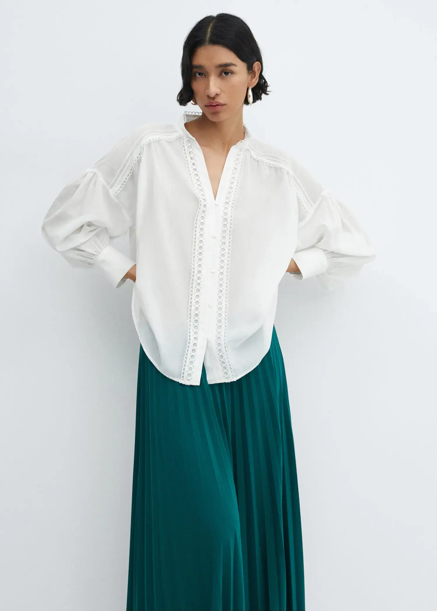 Mango Cotton blouse with openwork detail . 1