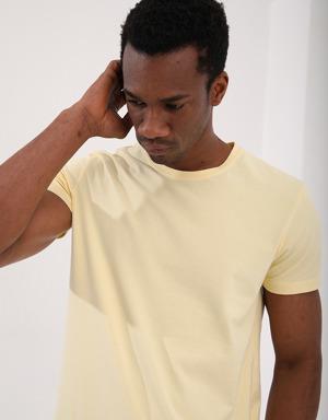 Sarı Basic Kısa Kol Standart Kalıp O Yaka Erkek T-Shirt - 87911