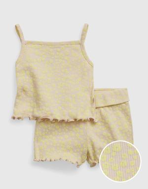 Baby 100% Organic Cotton Mix and Match Rib Outfit Set beige
