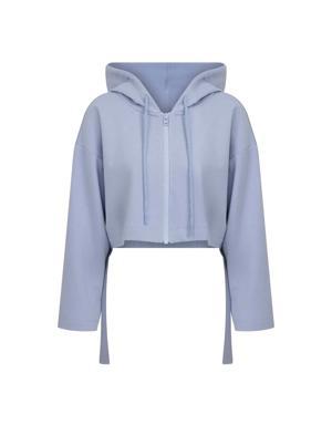 Cropped Pastel Blue Zipper Sweatshirt