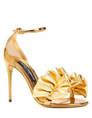 Gold Bant Detaylı Kadın Deri Sandalet