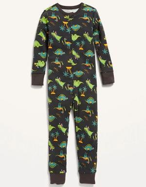Unisex Snug-Fit 2-Way-Zip Printed Pajama One-Piece for Toddler & Baby brown