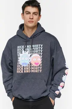 Forever 21 Forever 21 Rick &amp; Morty Graphic Hoodie Charcoal/Multi. 2