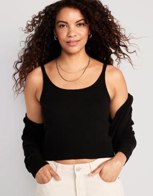 Cozy Cropped Sweater Tank Top for Women black