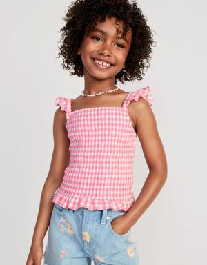 Old Navy Printed Flutter-Sleeve Smocked Top for Girls pink