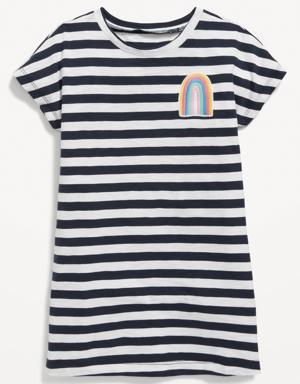 Short-Sleeve Striped Slub-Knit T-Shirt Dress for Toddler Girls blue