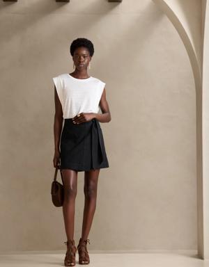 Banana Republic Tessa Cotton-Linen Mini Skirt black