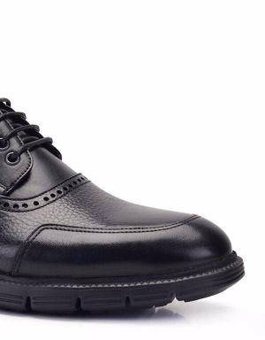 Hakiki Deri Siyah Günlük Bağcıklı Erkek Ayakkabı -11731-
