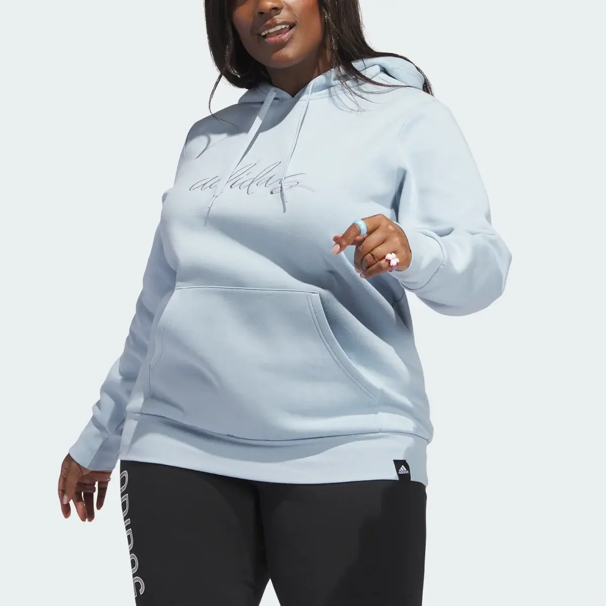 Adidas Embroidered Logo Hoodie (Plus Size). 1