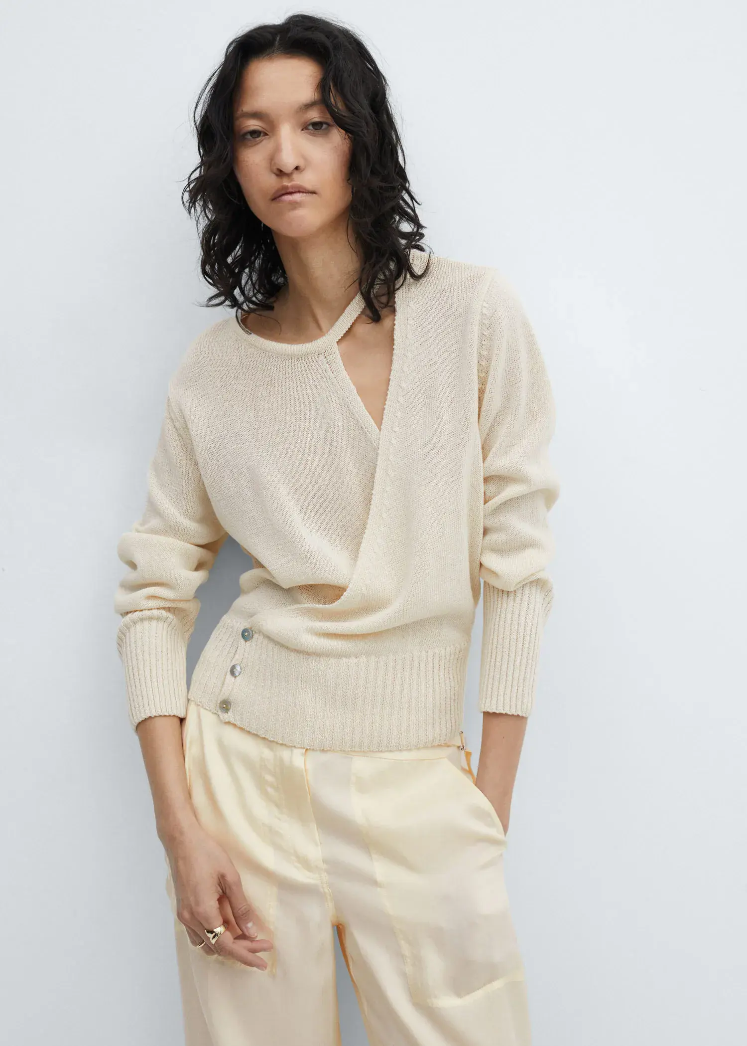 Mango Pullover crossover with slit detail. 1