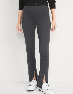 High-Waisted Split-Hem Flare Leggings for Women gray