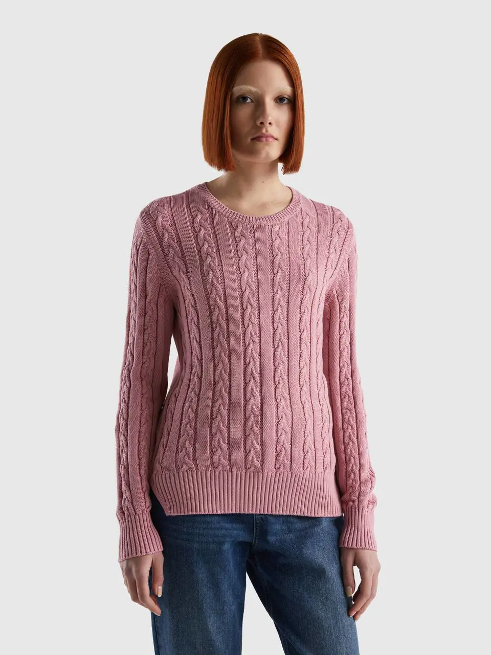 Benetton cable knit sweater 100% cotton. 1