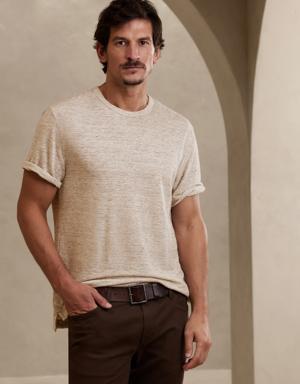 Linen Crew-Neck T-Shirt beige