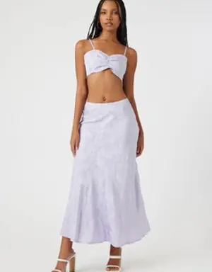 Forever 21 Jacquard Satin Maxi Skirt Lavender