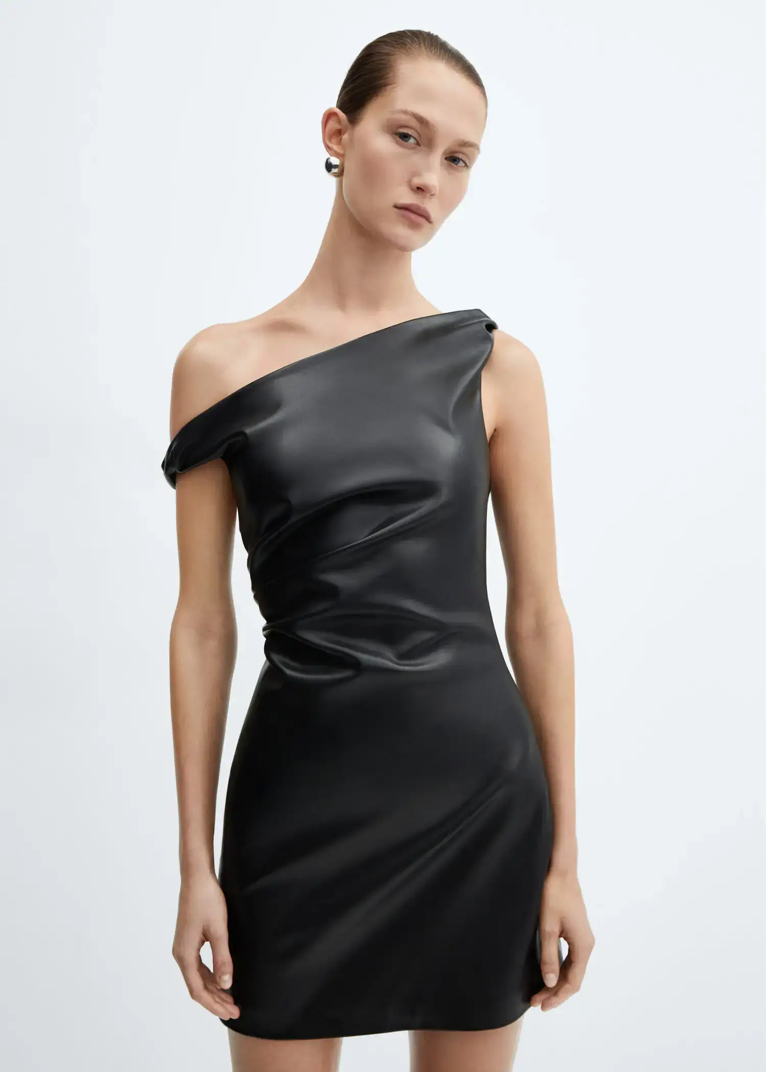 Mango Short leather-effect dress. 2