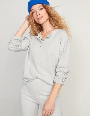 Old Navy Thermal Henley Pajama Top for Women gray