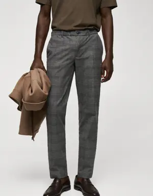 Slim-fit cotton check trousers 