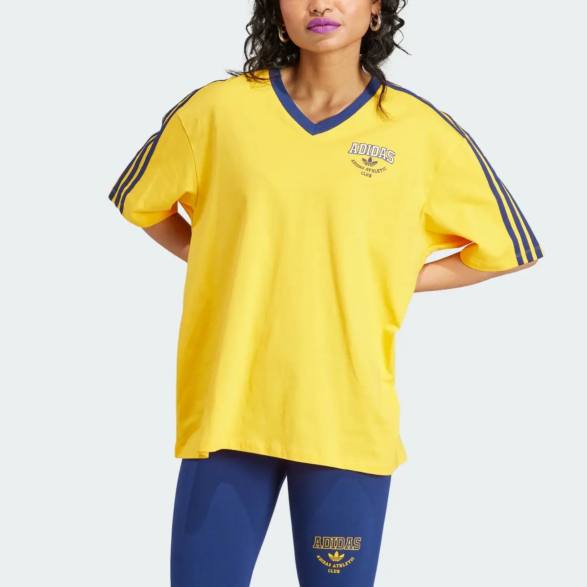 Adidas V-Neck Logo Tee. 1