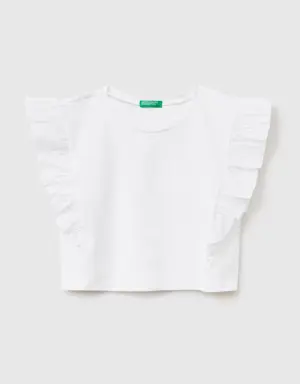 t-shirt with broderie anglaise ruffle
