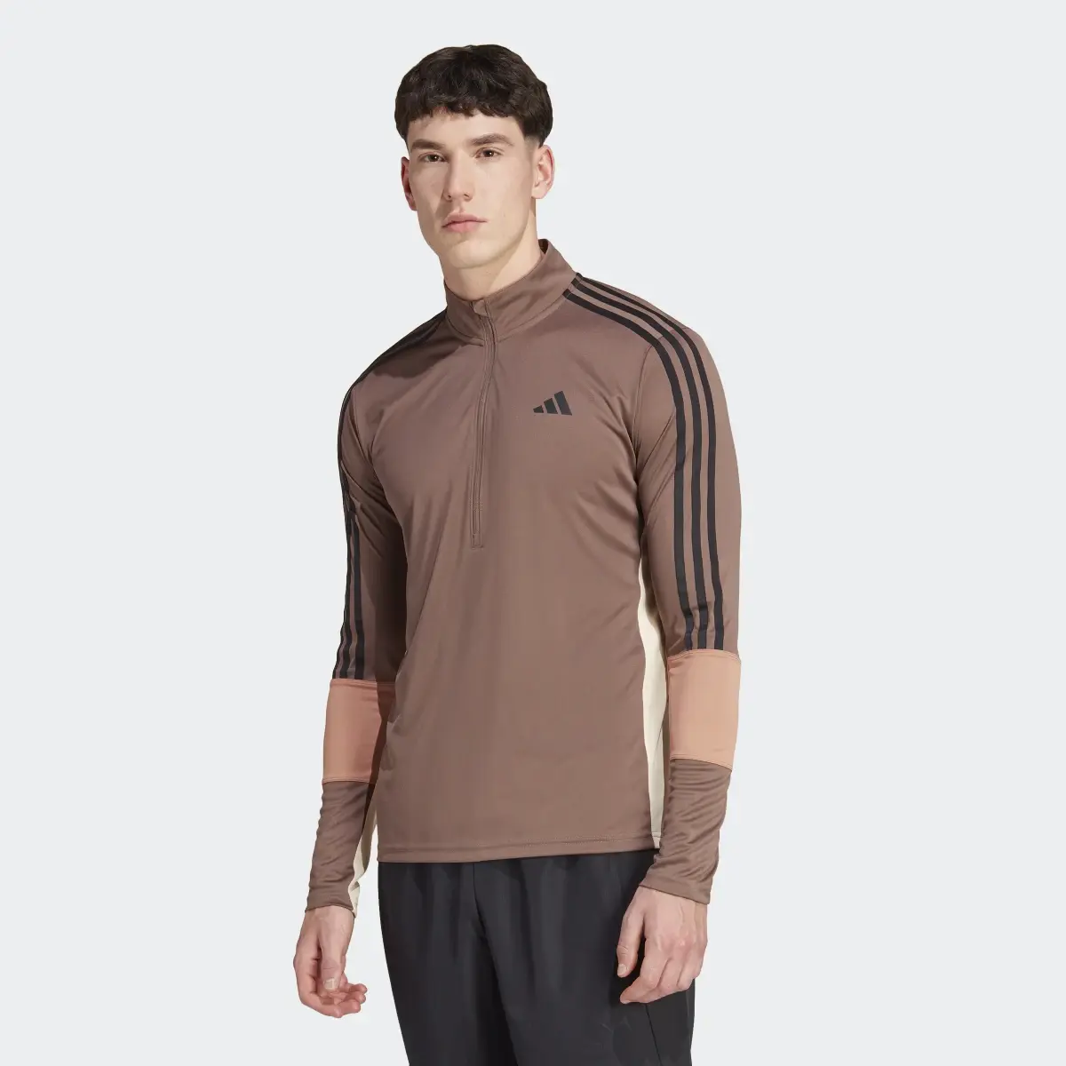 Adidas T-shirt de training à manches longues et zip 1/4 Colorblock. 2