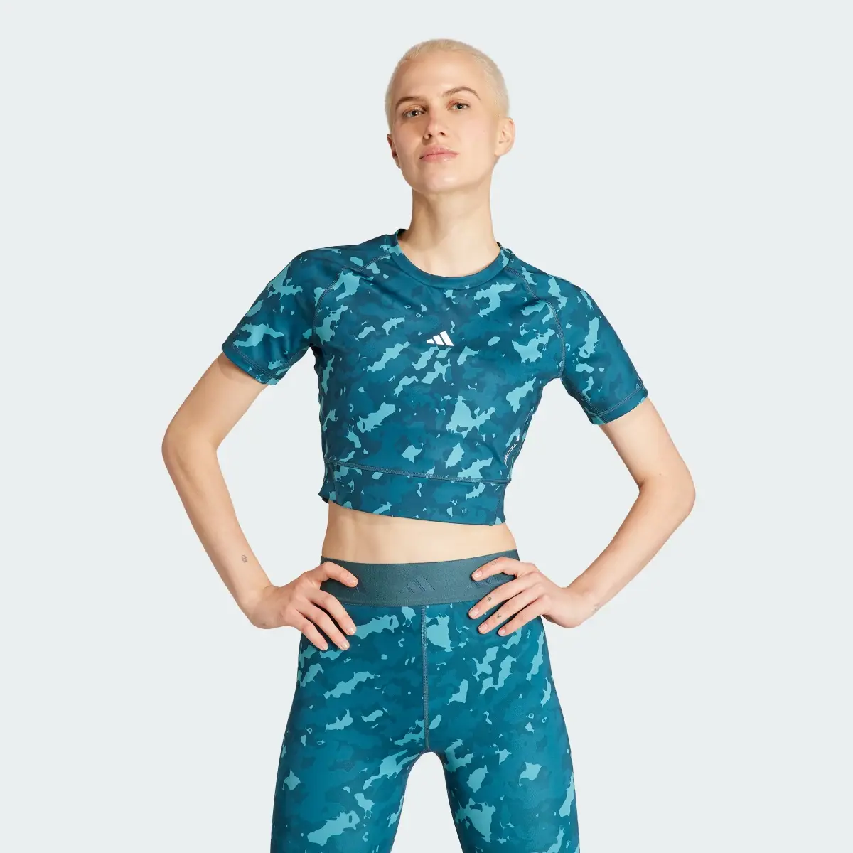 Adidas Techfit Camo Print Crop Training Tee. 2