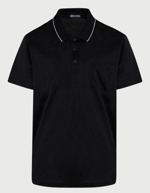 Siyah Regular Fit %100 Pamuk Basic Merserize Polo Yaka Tişört