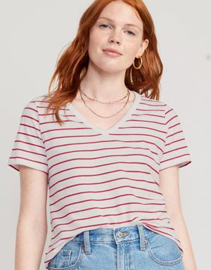 EveryWear Striped Slub-Knit T-Shirt for Women red