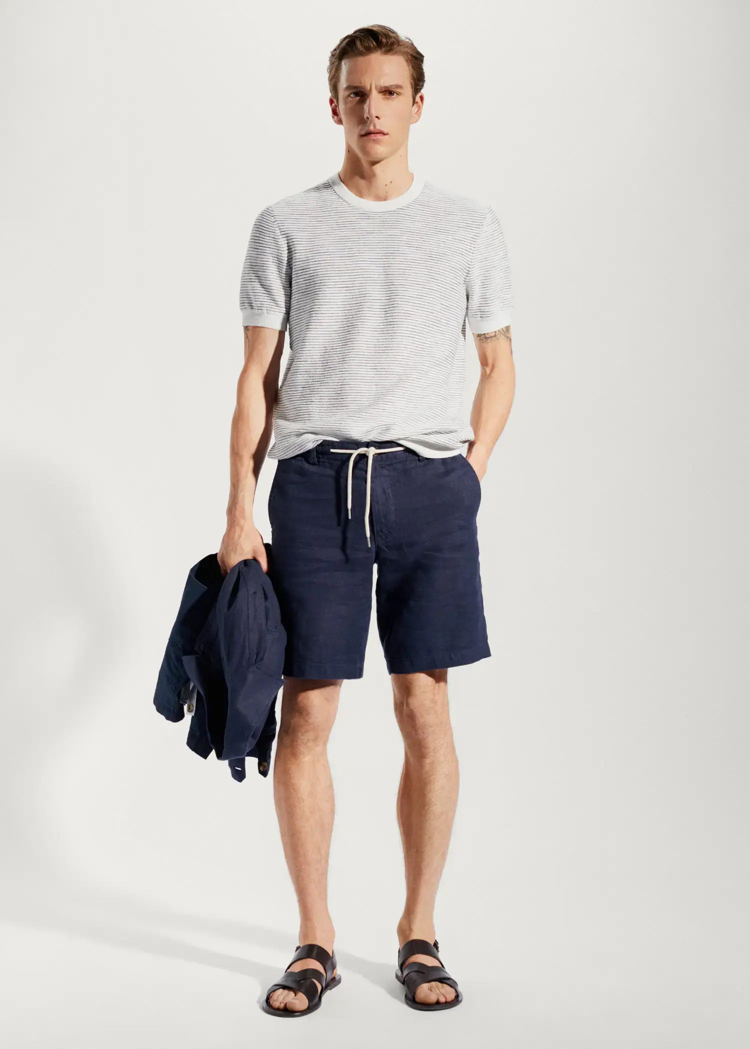 Mango Bermudashorts aus 100 % Leinen mit Kordel. 1