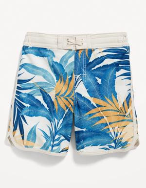 Old Navy Printed Dolphin-Hem Board Shorts for Boys white