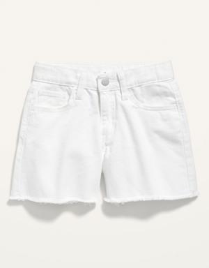 High-Waisted Frayed-Hem Twill Shorts for Girls white