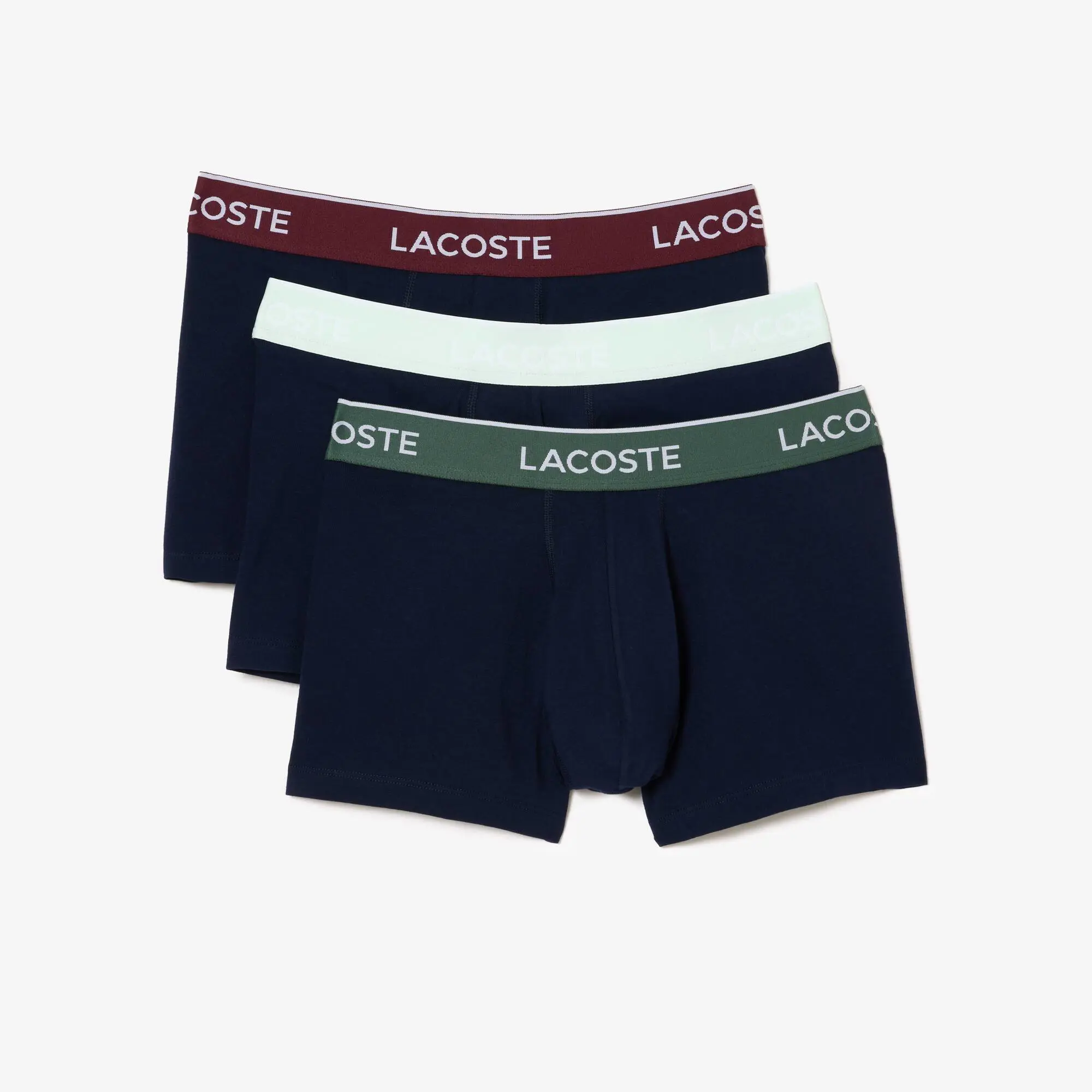 Lacoste Pack Of 3 Navy Casual Trunks With Contrasting Waistband. 2