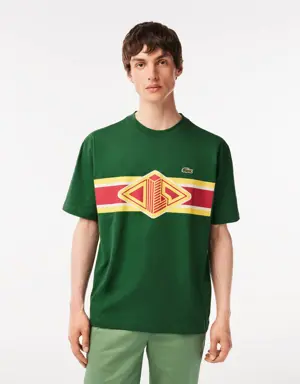 Lacoste T-shirt da uomo loose fit stampata con collo rotondo Lacoste