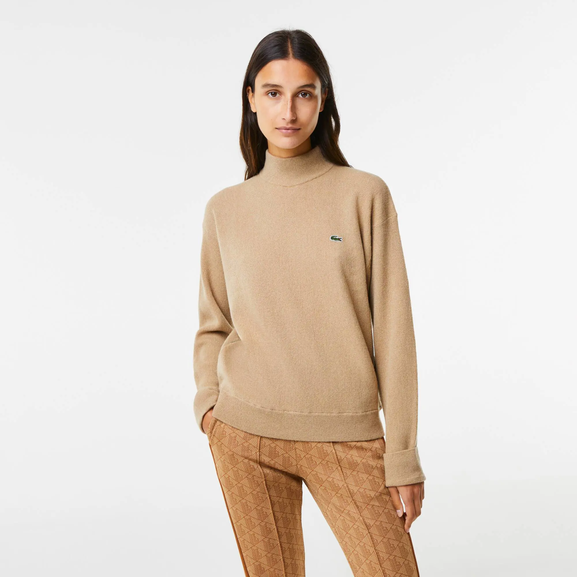 Lacoste Women's Lacoste High Neck Wool Sweater. 1