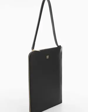 Saffiano görünümlü saplı dizüstü bilgisayar çantası