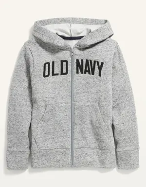 Gender-Neutral Logo-Graphic Zip Hoodie For Kids gray