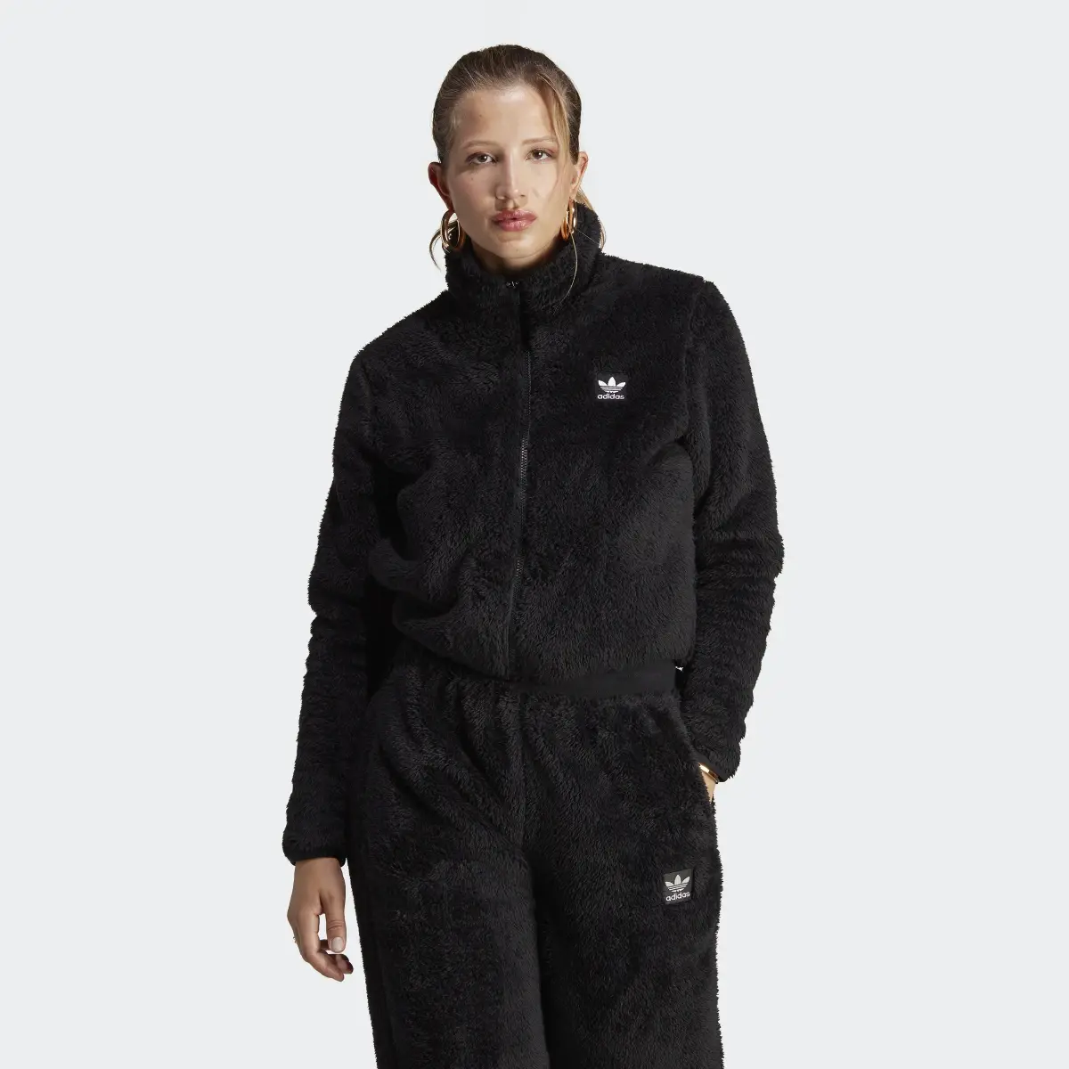 Adidas Essentials+ Fluffy Teddy Slim Zip Top. 2