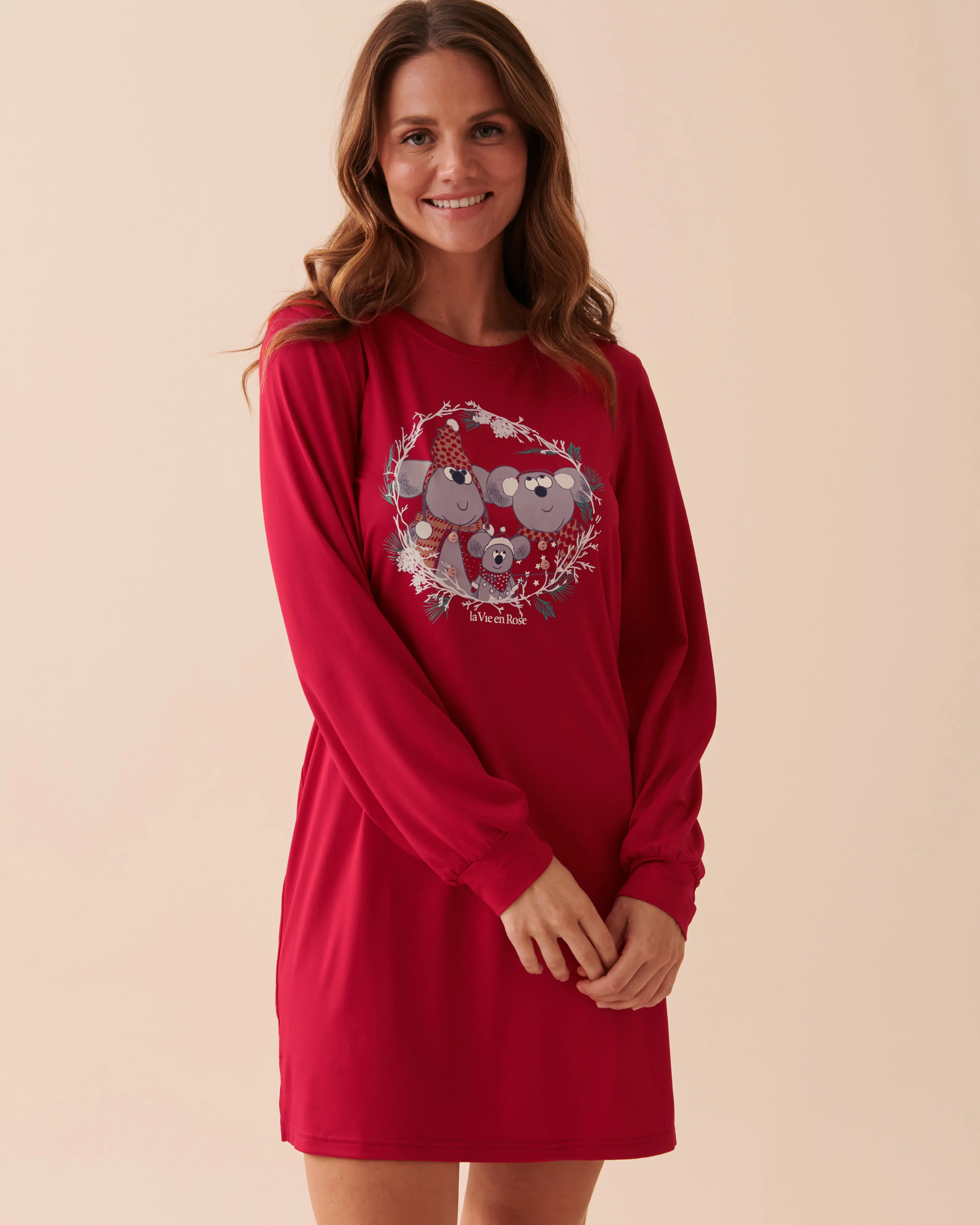 La Vie en Rose Mouse Print Super Soft Long Sleeve Sleepshirt. 1