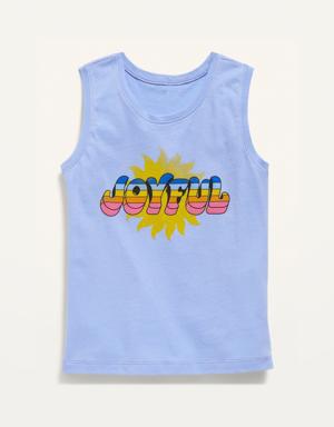 Soft-Washed Graphic Sleeveless T-Shirt for Girls purple