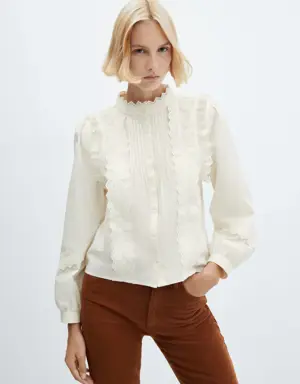 Cotton blouse with ruffle detail