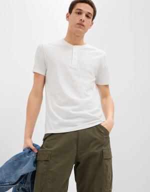 Slub Cotton Henley T-Shirt white