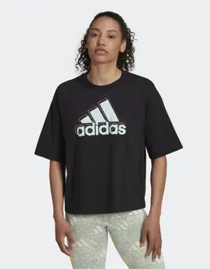 Camiseta Essentials Multi-Colored Logo Loose Fit Cropped
