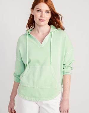 Old Navy Slouchy French-Terry Tunic Hoodie for Women green