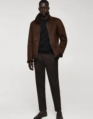 Shearling-lined leather-effect jacket