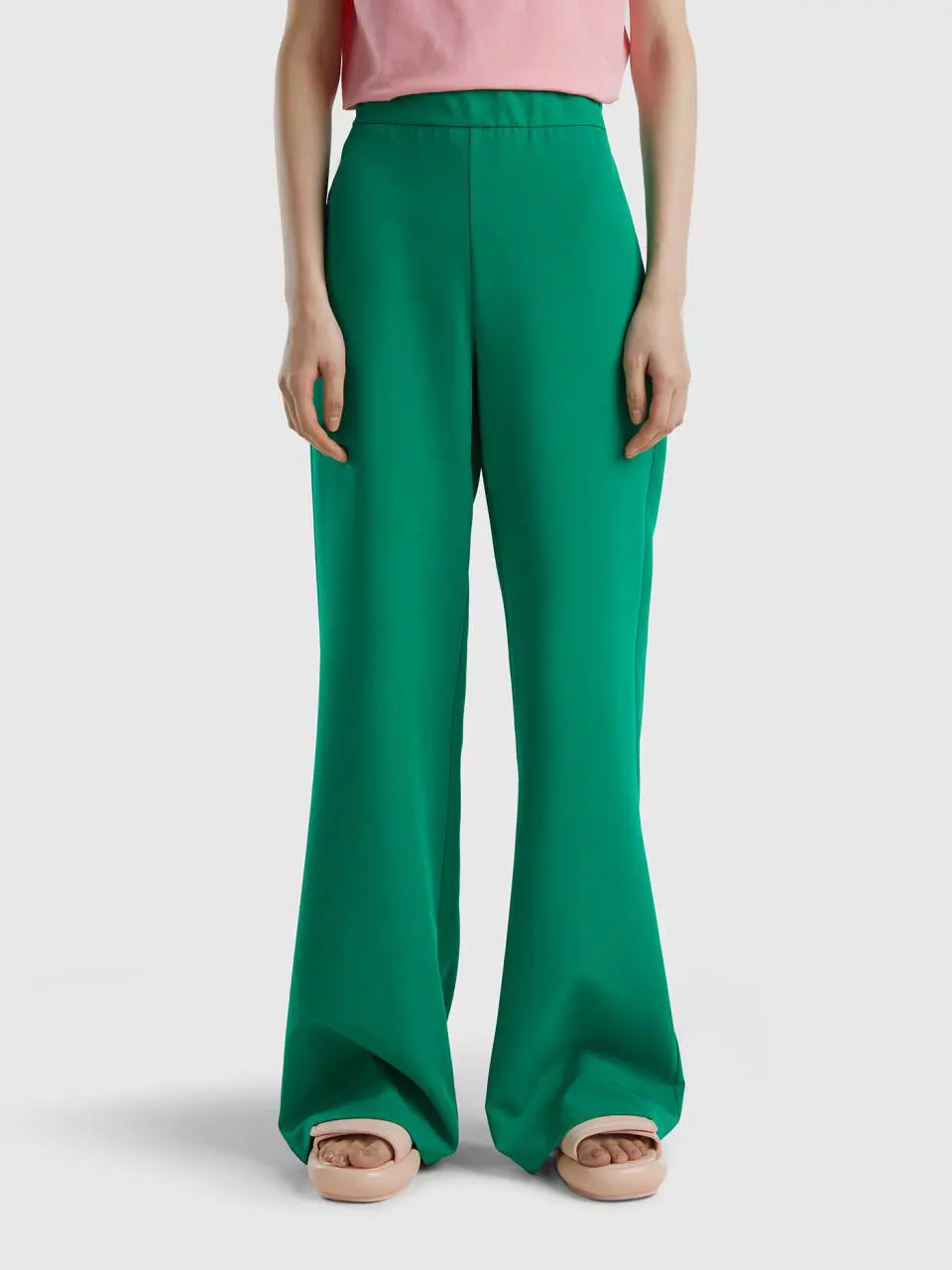 Benetton flared trousers with side zip. 1