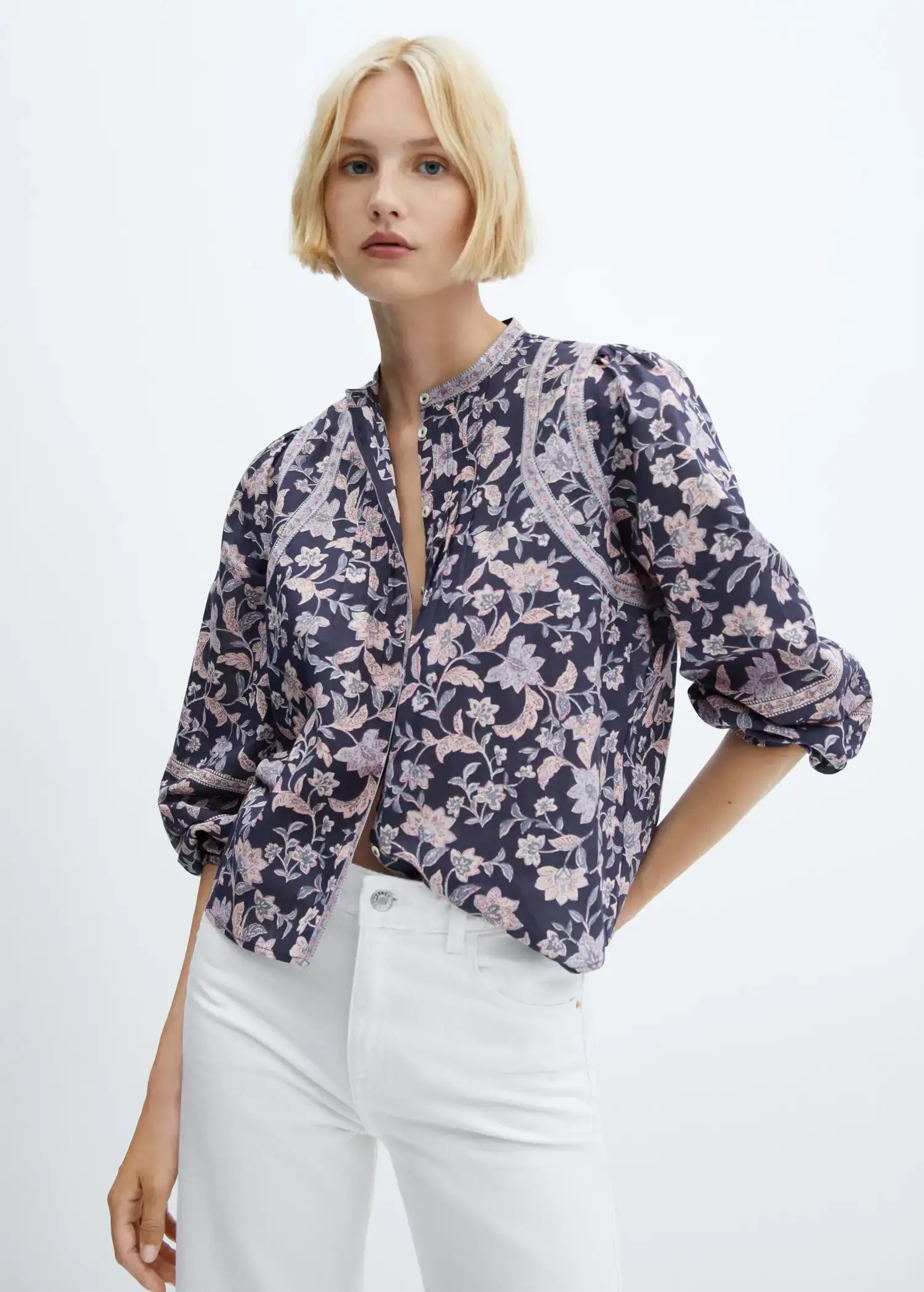 Mango Floral-print cotton blouse. 2