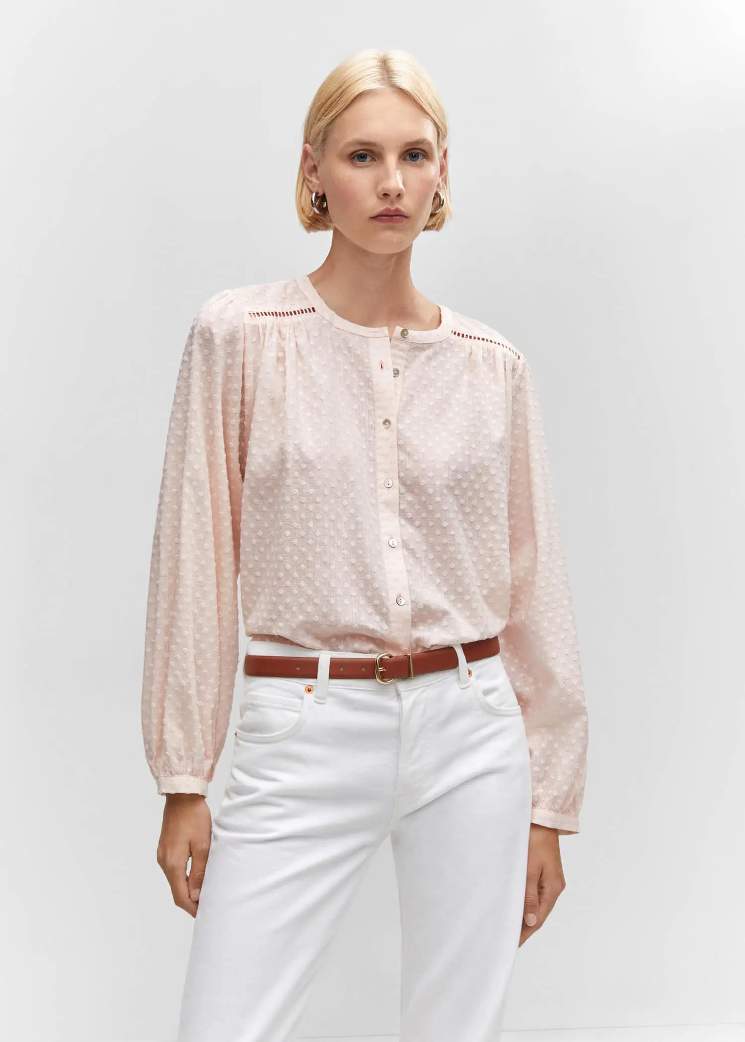 Mango Plumeti cotton blouse. 1