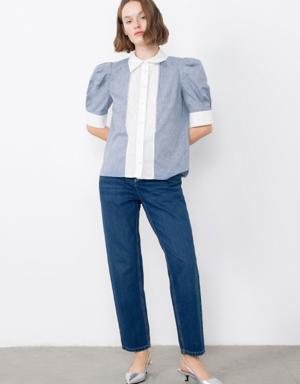 Transparent Blue Shirt With Ribbon Accessories